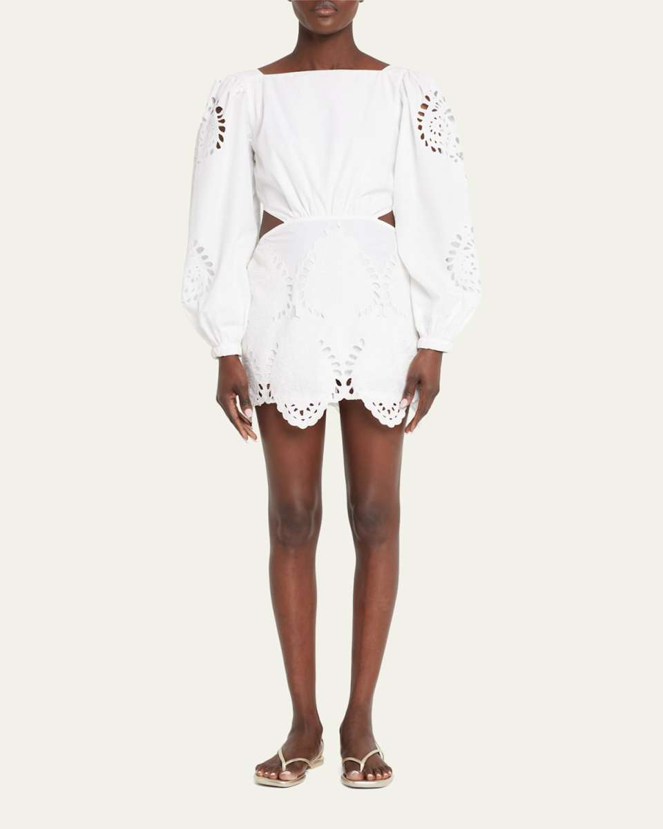 Lunar Relics Cutout Broderie Anglaise Mini Dress